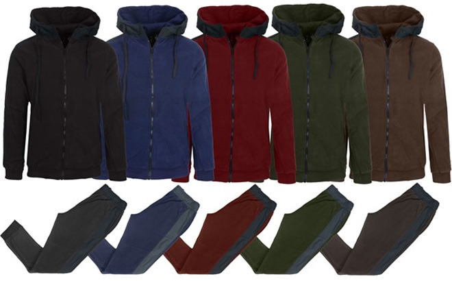 Mens Polar Fleece Hoodie Jogger Sets