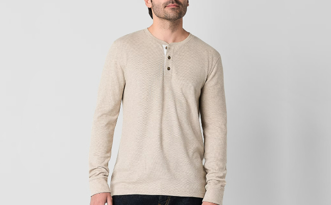 Mens Waffle Long Sleeve Shirt