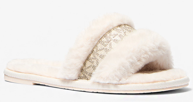 Michael Kors Alexis Signature Logo Slide Slippers in Natural Color