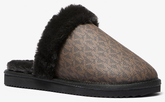 Michael Kors Liddy Signature Logo Faux Fur Slippers