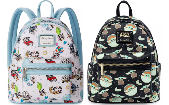 Mickey and Minnie Mouse and Star Wars Grogu Loungefly Mini Backpack