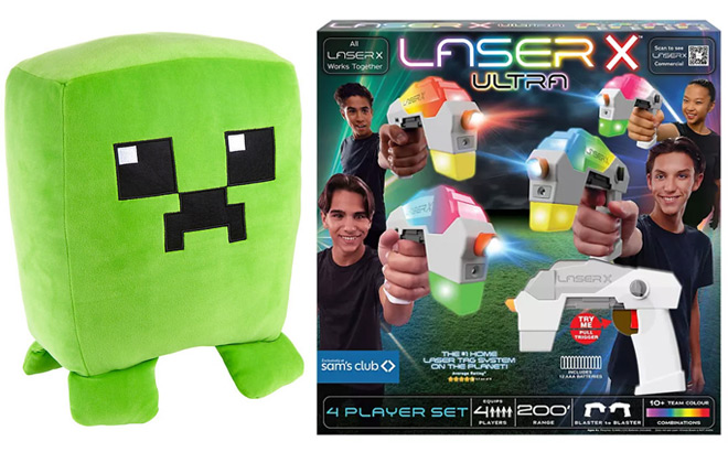 Minecraft Cuutopia Plush and Laser X Ultra Laser Tag Blaster 4 Pack