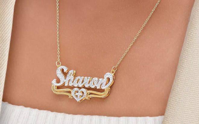 Monogram Hub Double plated Script Name Necklace