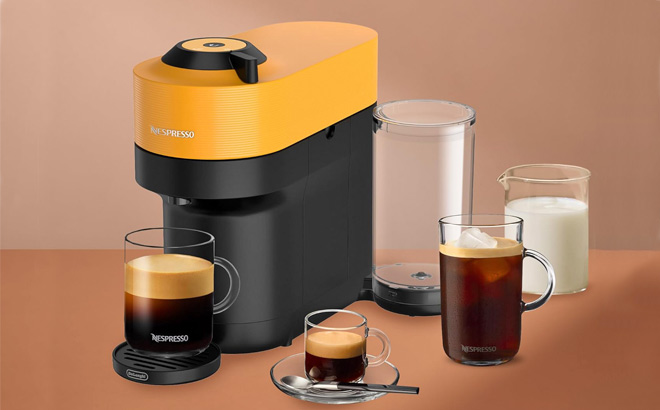 Nespresso Vertuo Pop Coffee and Espresso Machine in Mango Yellow