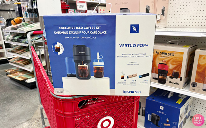 Nespresso Vertuo Pop Iced Coffee Kit by DeLonghi on a Cart