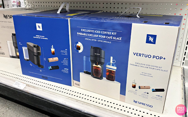 Nespresso Vertuo Pop Iced Coffee Kit by DeLonghi on a Shelf