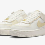 Nike Air Force 1 Shadow Womens Shoes in Sail Coconut Milk Metallic Gold Color