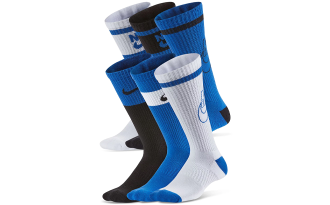 Nike Big Kids Everyday Cushioned Crew 6 Pack Socks