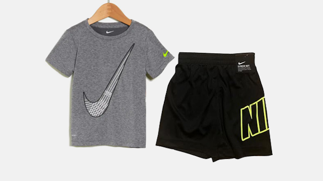 Nike Kids Dri FIT Graphic T Shirt and Shorts Set