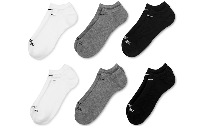 Nike Unisex Everyday Plus Cushioned Training No Show Socks 6 Pairs