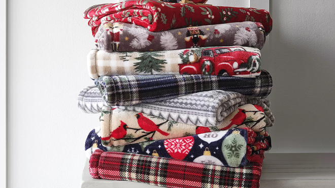 North Pole Trading Co Holiday Velvet Plush Throws