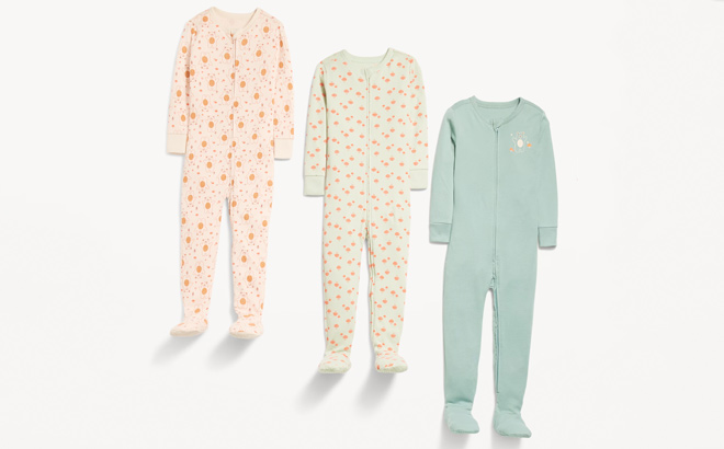 Old Navy Snug Fit 2 Way Zip Pajama One Piece 3 Pack for Toddler Baby