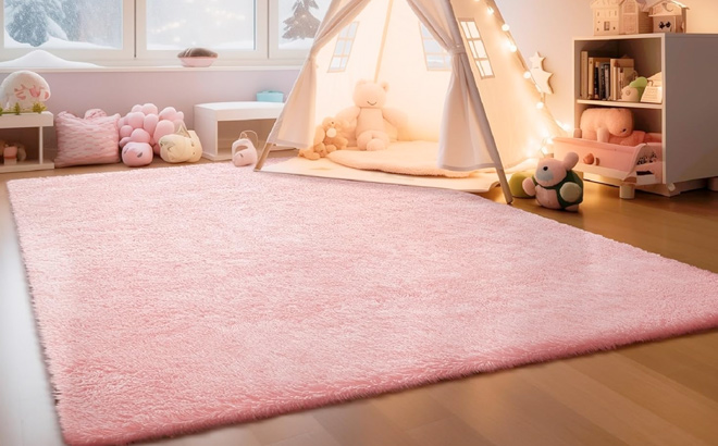 Ophanie Light Pink Area Rugs for Bedroom Girls