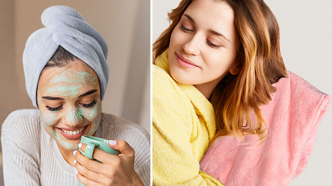 People Using Microfiber Hair Towels in Two Colors