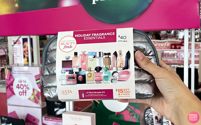 Person Holding ULTA Beauty Holiday Fragrance Essentials Gift Set