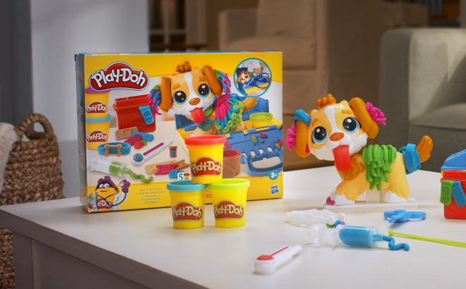 Play Doh Care n Carry Vet Playset on the Table