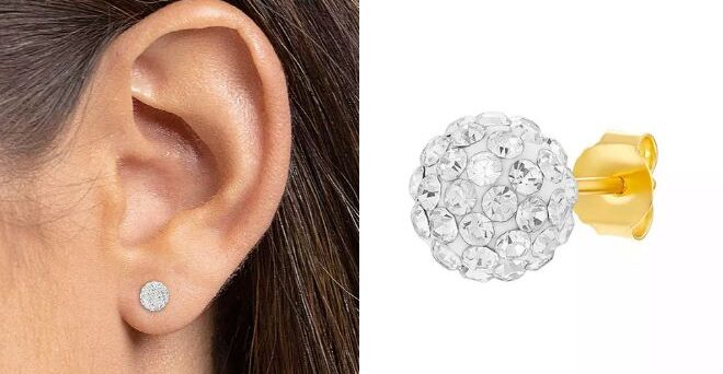 Primrose Sterling Silver Crystal Ball Stud Earrings