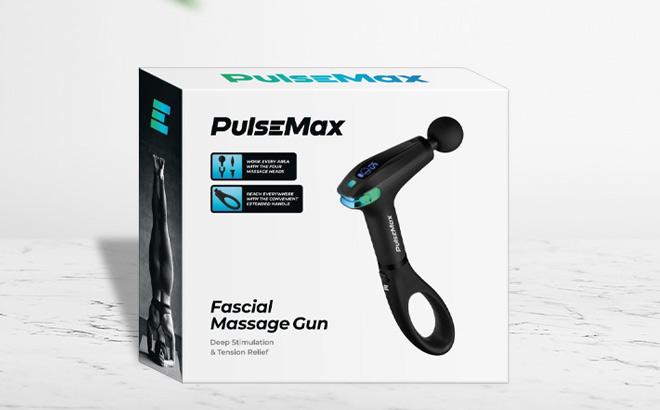 PulseMax Portable Massage Handheld Gun on a Table