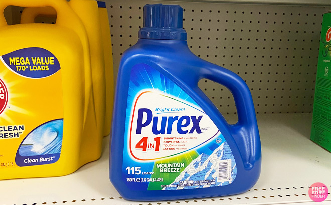 Purex 4 in 1 Liquid Laundry Detergent on a Shelf