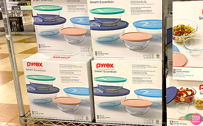 Pyrex Mixing Bowls 8 Piece Sets on a Shelf at Macys