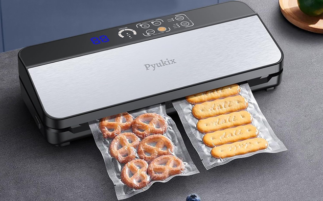 Pyukix Vacuum Sealer Machine on a Countertop