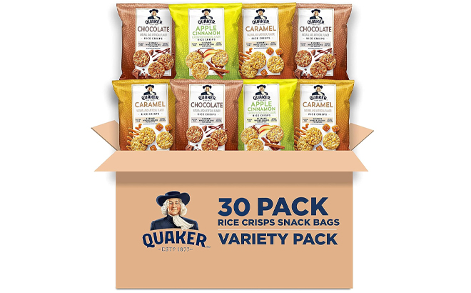 Quaker Rice Crisps Gluten Free 3 Flavor Sweet Variety Mix 30 Pack