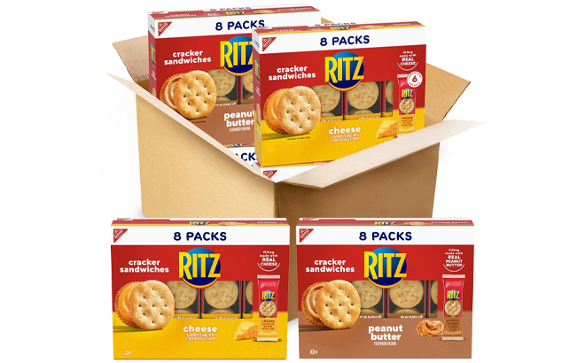 RITZ Peanut Butter Sandwich Cracker Snacks and Cheese Sandwich Crackers in Boxes