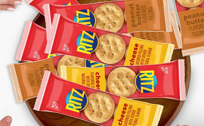 RITZ Peanut Butter Sandwich Cracker Snacks and Cheese Sandwich Crackers in a Bowl