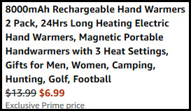 Rechargeable Hand Warmers 2 Pack Order Summary