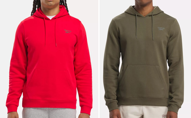 Reebok Mens Fleece Over the Head Hoodie in Two Colors