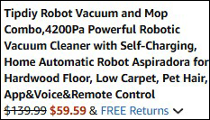 Robot Vacuum Final Price