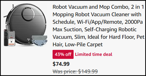 Robot Vacuum Mop Combo Checkout