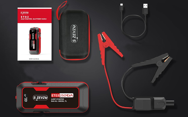 S ZEVZO ET03 Car Battery Jump Starter Kit