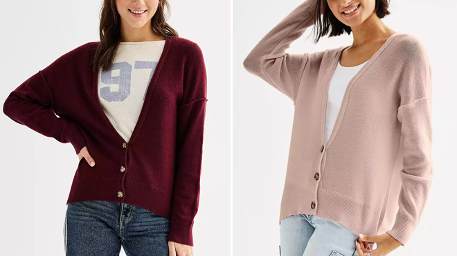 SO Long Sleeve Loose V Neck Cardigan Sweater