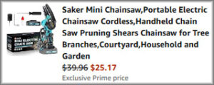 Saker Mini Chainsaw Checkout Screen