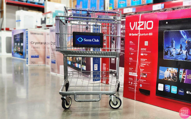 Sams Club Cart Next to Vizio Smart TV