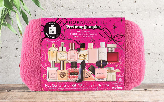 Sephora Favorites Perfume Sampler Set With Redeemable Voucher on a Table