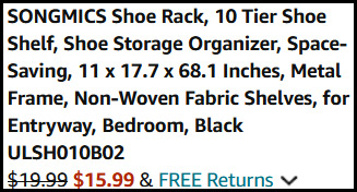 Shoe Rack Order Summary