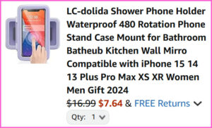 Shower Phone Holder at Checkout