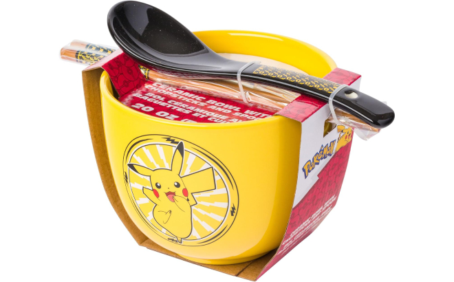 Silver Buffalo Pokemon Pikachu Electric Ramen Bowl Set