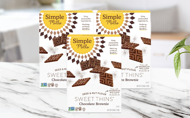 Simple Mills Sweet Thins Cookies 3 Pack on the Kitchen Counter