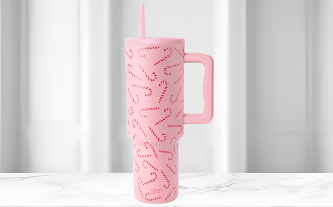 Simple Modern Pink Candy Cane Toss 40 Ounce Tumbler