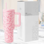 Simple Modern Pink Candy Cane Toss Tumbler