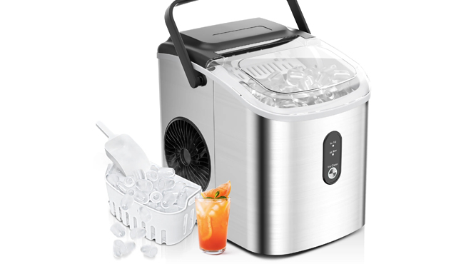 Simszlife 26 lbs Countertop Ice Maker in Silver