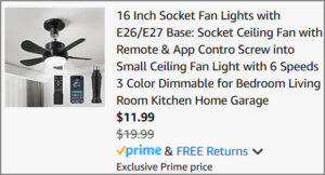 Socket Fan Lights at Checkout