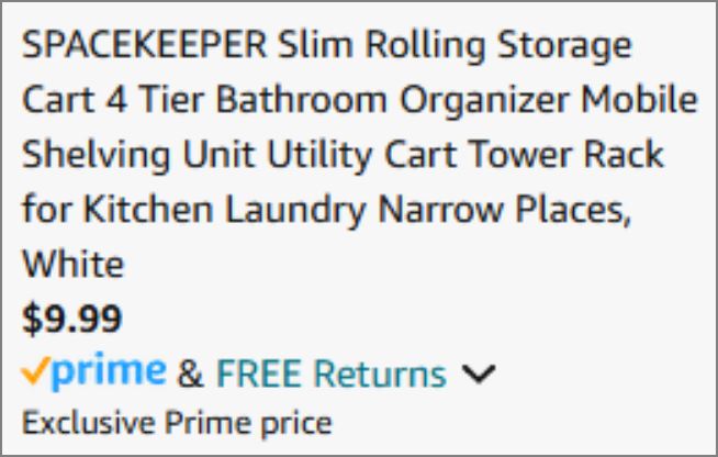 Spacekeeper 4 Tier Slim Rolling Storage Cart checkout page