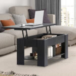 Sparta Black Lift Top Extendable Coffee Table With Storage in a Living Room