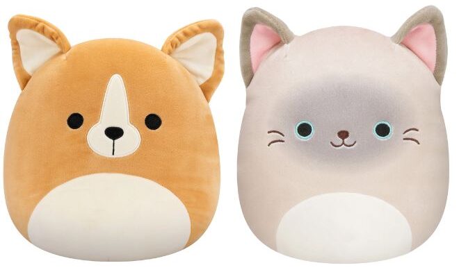 Squishmallows Chauncy the Brown Chihuahua and Felton Grey and Tan Siamese Cat