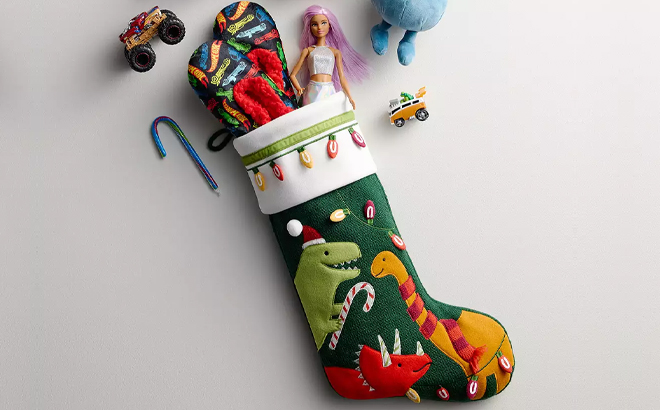 St. Nicholas Square Dino Christmas Stocking