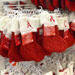 St. Nicholas Square Red Cable Knit Mini Christmas Stockings in Store